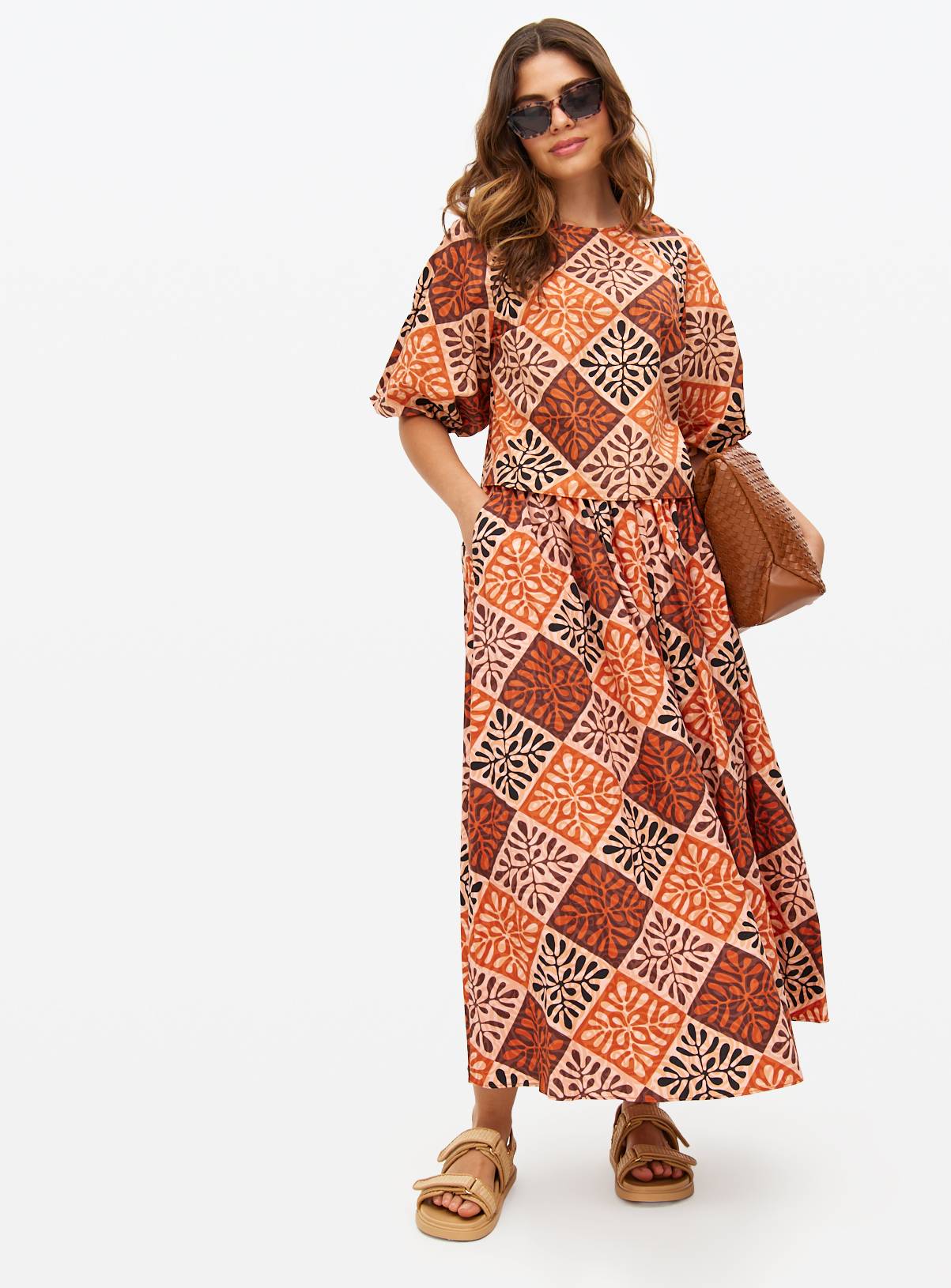 Tile Printed Puff Sleeve Co-ord Top 18 - Image 2